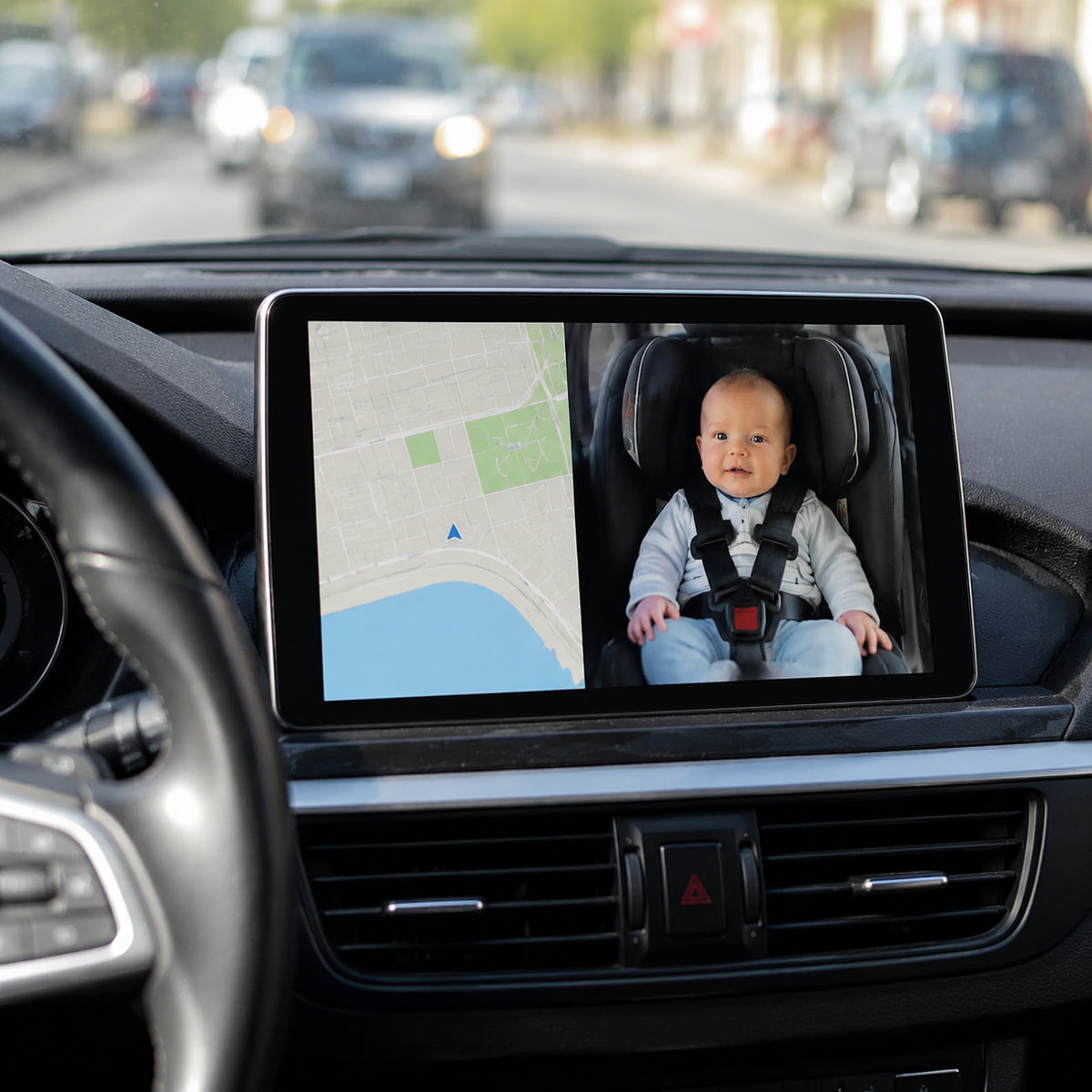 ECDF Back-Seat Camera + Wireless CarPlay Adapter — 1080P, In-Dash View