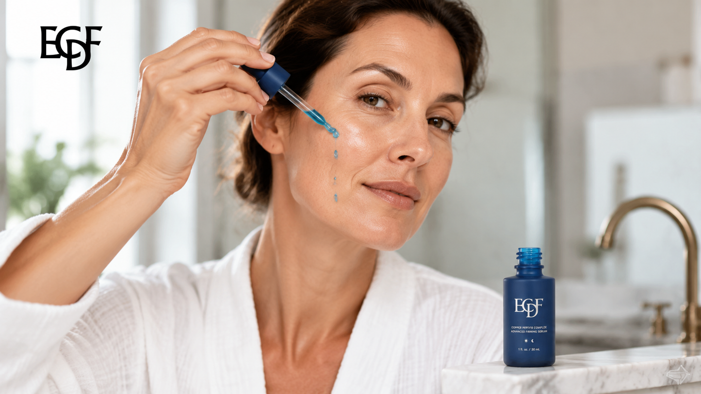 Pressing the serum into the skin