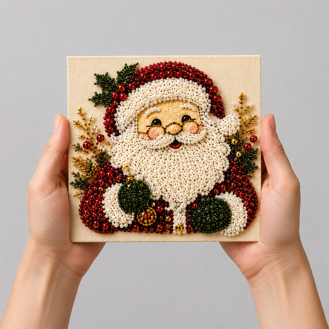 ECDF 3D Pearl Beaded Christmas Diamond Painting Kit — 8x8 in