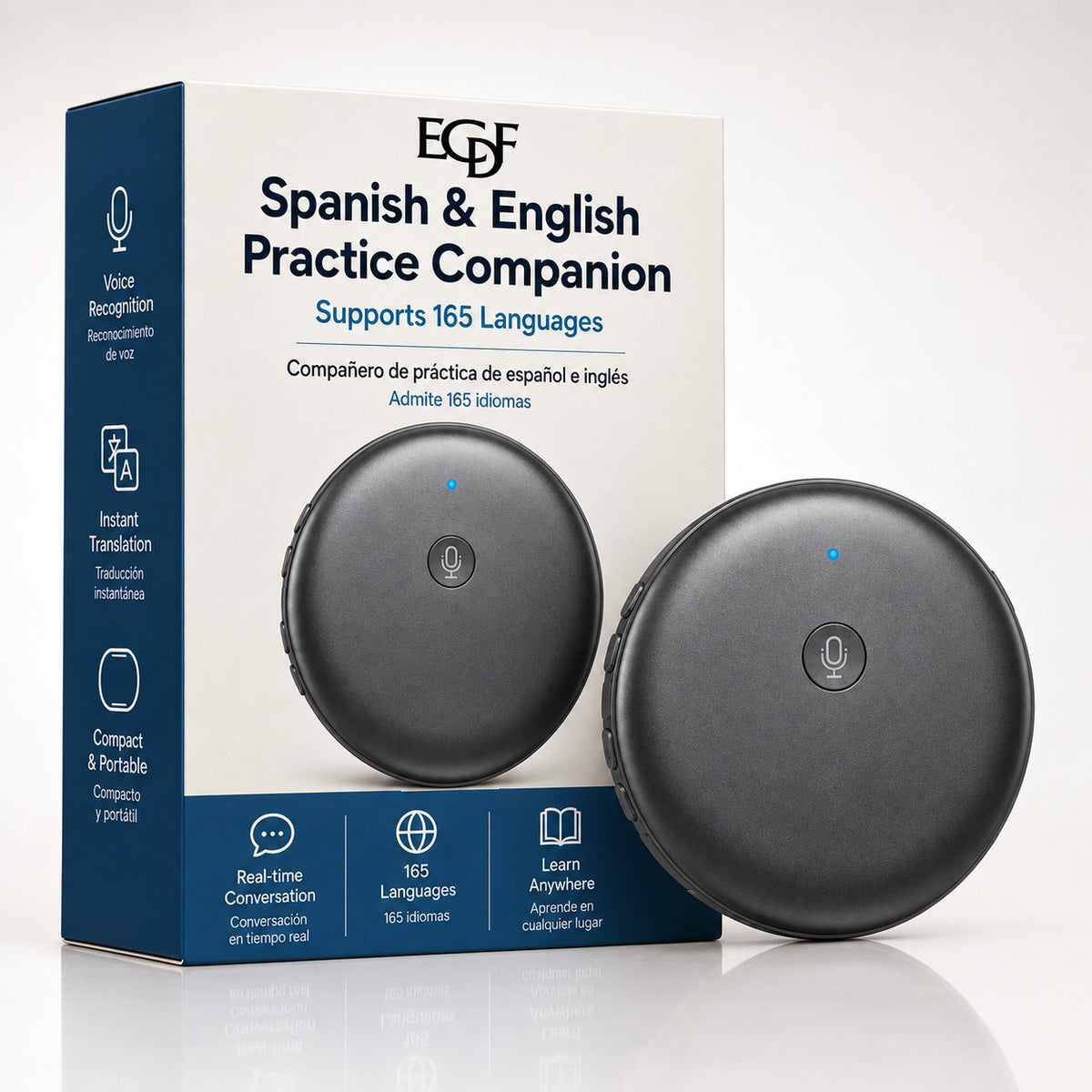 The ECDF translator with its retail box, studio packshot