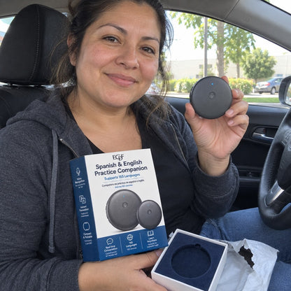 The ECDF translator and its box, picked up and held in the car