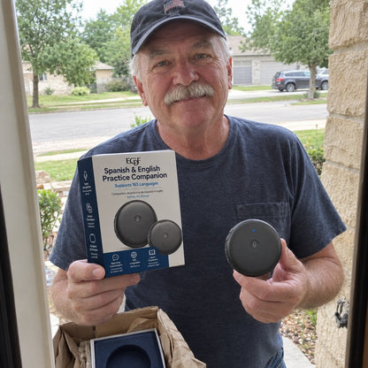 The ECDF translator and its box just delivered, held up on the front porch