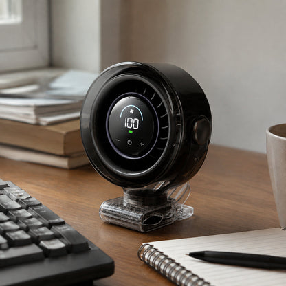 ECDF Clip & Desk Fan — 100 Speeds, Digital Display, 5000 mAh