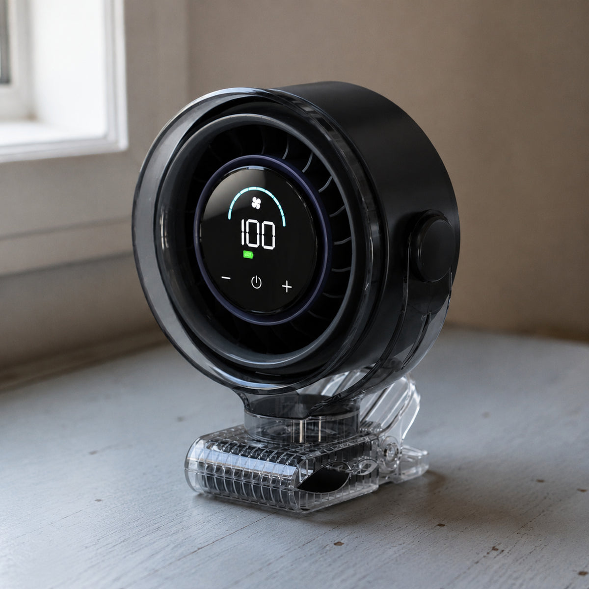 ECDF Clip & Desk Fan — 100 Speeds, Digital Display, 5000 mAh