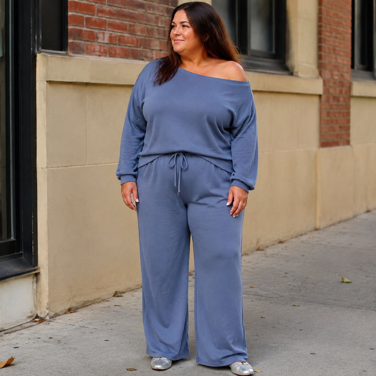 ECDF 2-Piece Lounge Set — Slouchy Top & Wide-Leg Pants