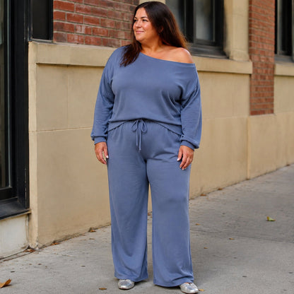 ECDF 2-Piece Lounge Set — Slouchy Top & Wide-Leg Pants