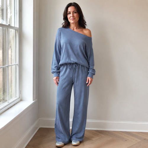 ECDF 2-Piece Lounge Set — Slouchy Top & Wide-Leg Pants
