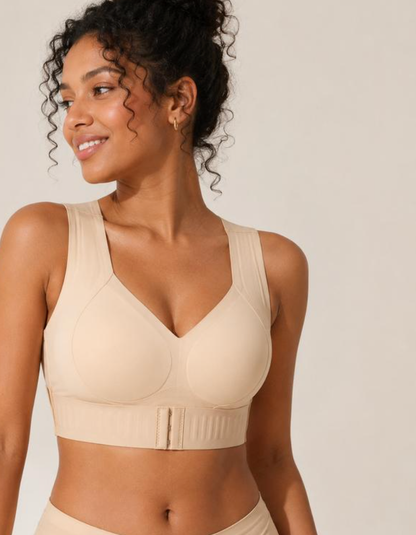 ECDF Front-Closure Posture Bra — Wireless, Wide-Strap Daily Support