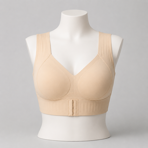 ECDF Front-Closure Posture Bra — Wireless, Wide-Strap Daily Support