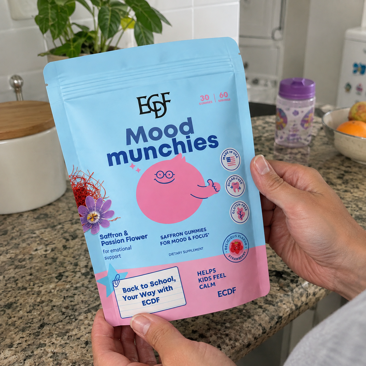 ECDF Mood Munchies — Saffron & Passion Flower Gummies for Kids