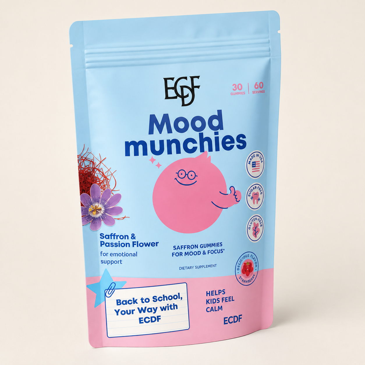 ECDF Mood Munchies — Saffron & Passion Flower Gummies for Kids