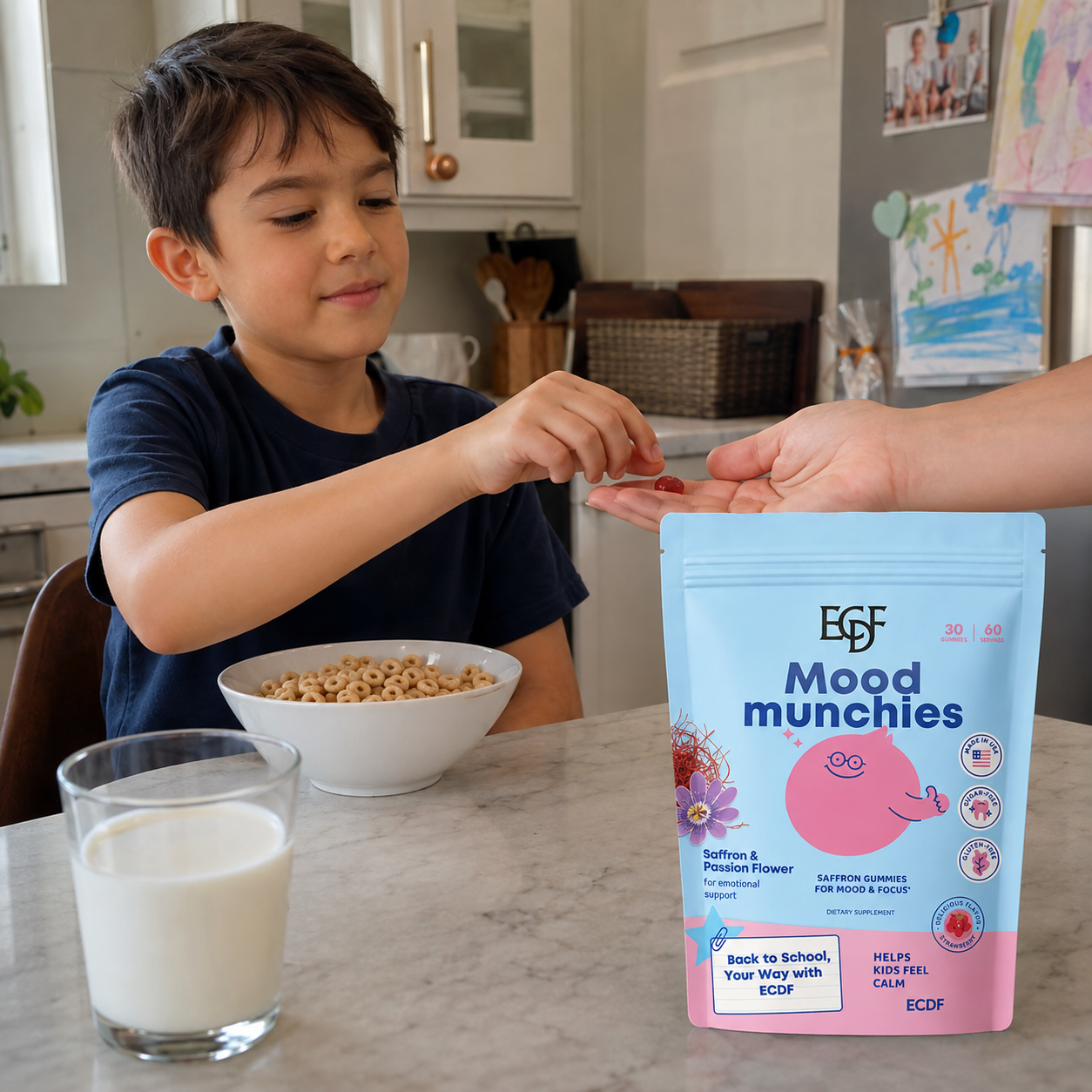 ECDF Mood Munchies — Saffron & Passion Flower Gummies for Kids
