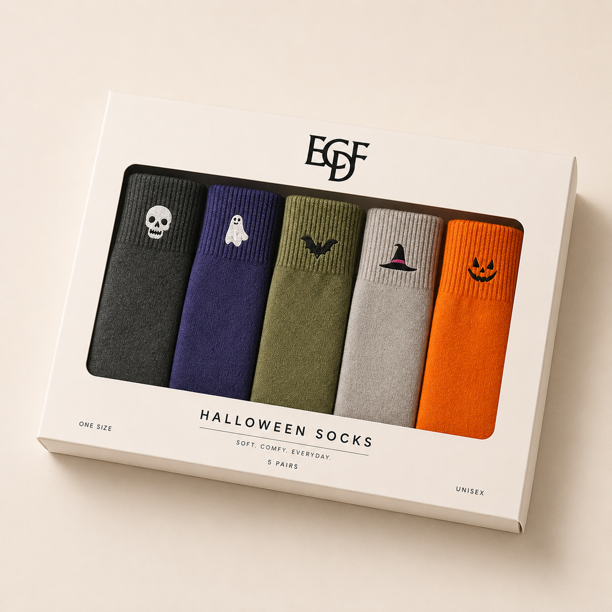 ECDF Halloween Crew Socks — 5-Pair Gift Box