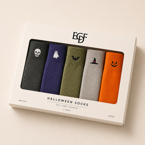 ECDF Halloween Crew Socks — 5-Pair Gift Box