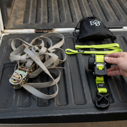 ECDF Auto-Retracting Ratchet Straps — 2-Pack Kit with Soft Loops