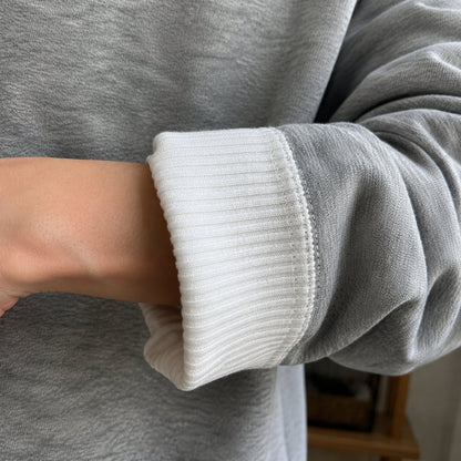 ECDF Layered-Look Sweatshirt — Oversized Crew, Contrast Ribbed Trim