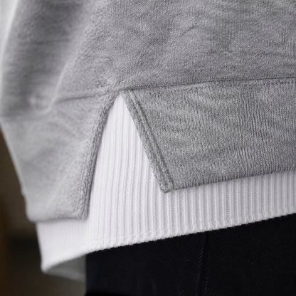 ECDF Layered-Look Sweatshirt — Oversized Crew, Contrast Ribbed Trim